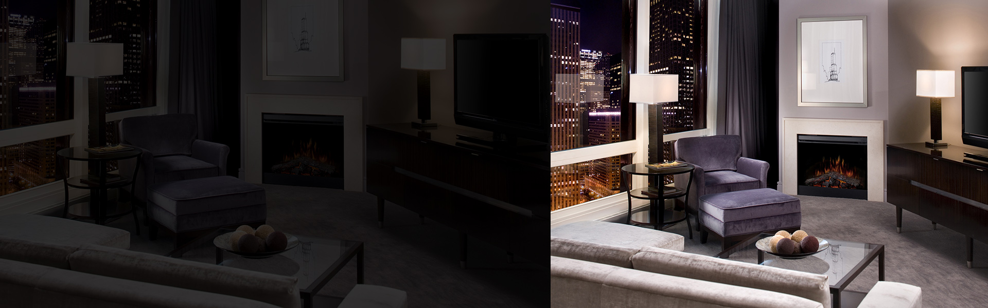 Wkłady kominkowe elektryczne i efektem płomienia Optiflame ECO LED